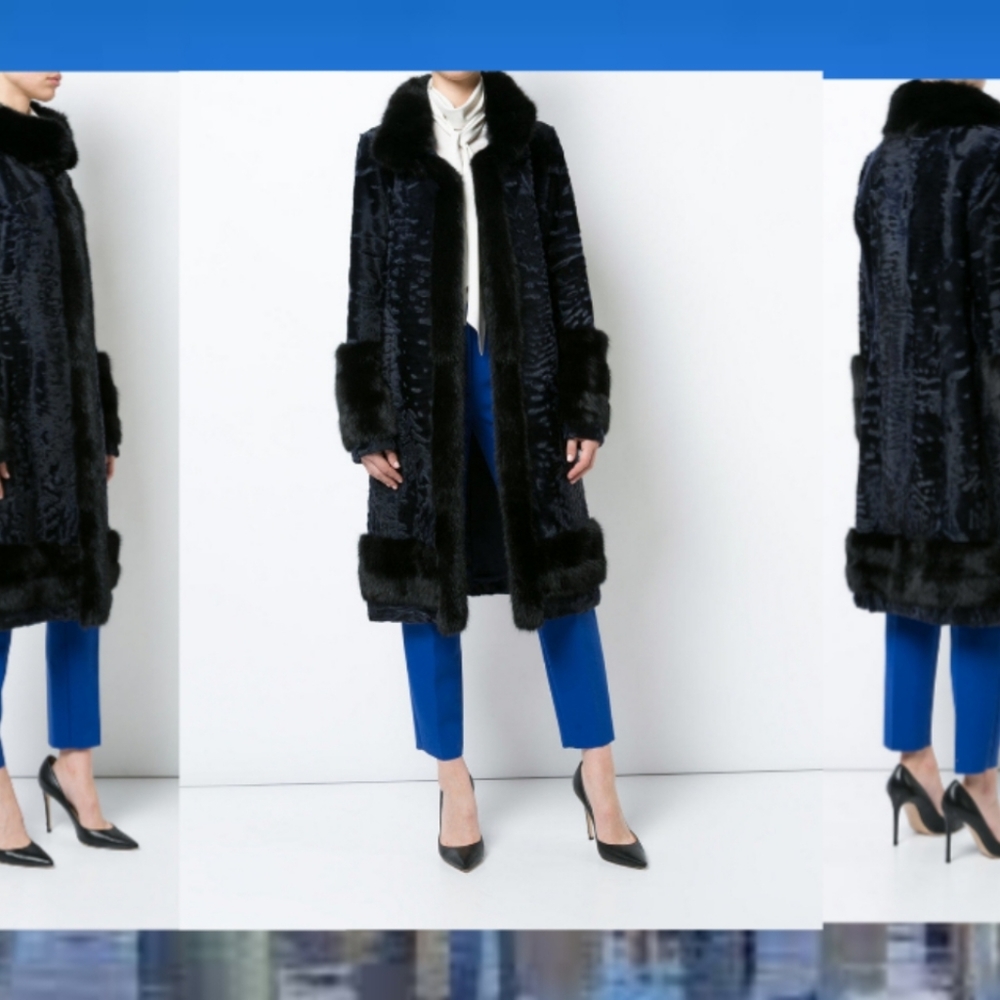 ○$25,000 NEW OSCAR DE LA RENTA FUR BLUE MINK LAMB JACKET US M L - Picture 11 of 15